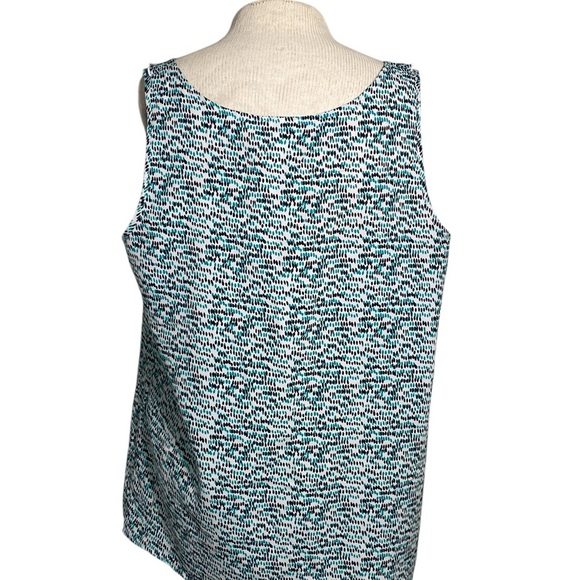 LOFT Sleeveless Black White Teal Pattern Top - Picture 4 of 9